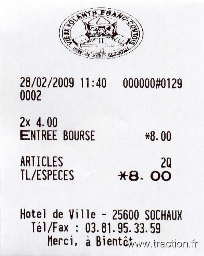 20090228 Montbeliard (2).jpg - 28/02/2009 - 25200 MONTBELIARD VIEUX VOLANTS FRANCS-COMTOIS Bourse d'échange Autos-Motos Anciennes - la Roselière - Ticket d'entrée